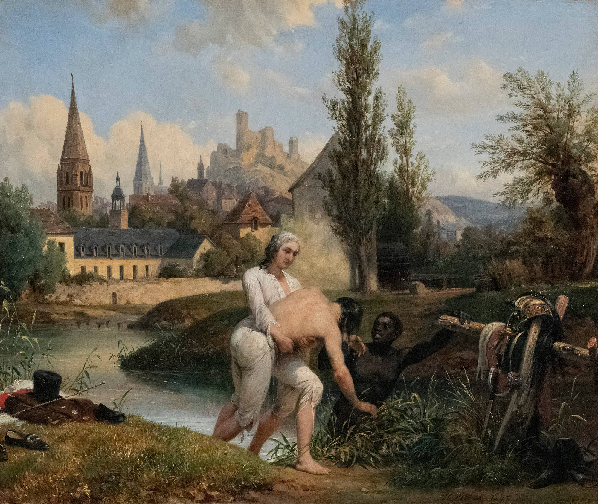 The Duke of Chartres and Pierre-Paul Édouard Save the Engineer Siret from Drowning on August 3, 1791, in Vendôme