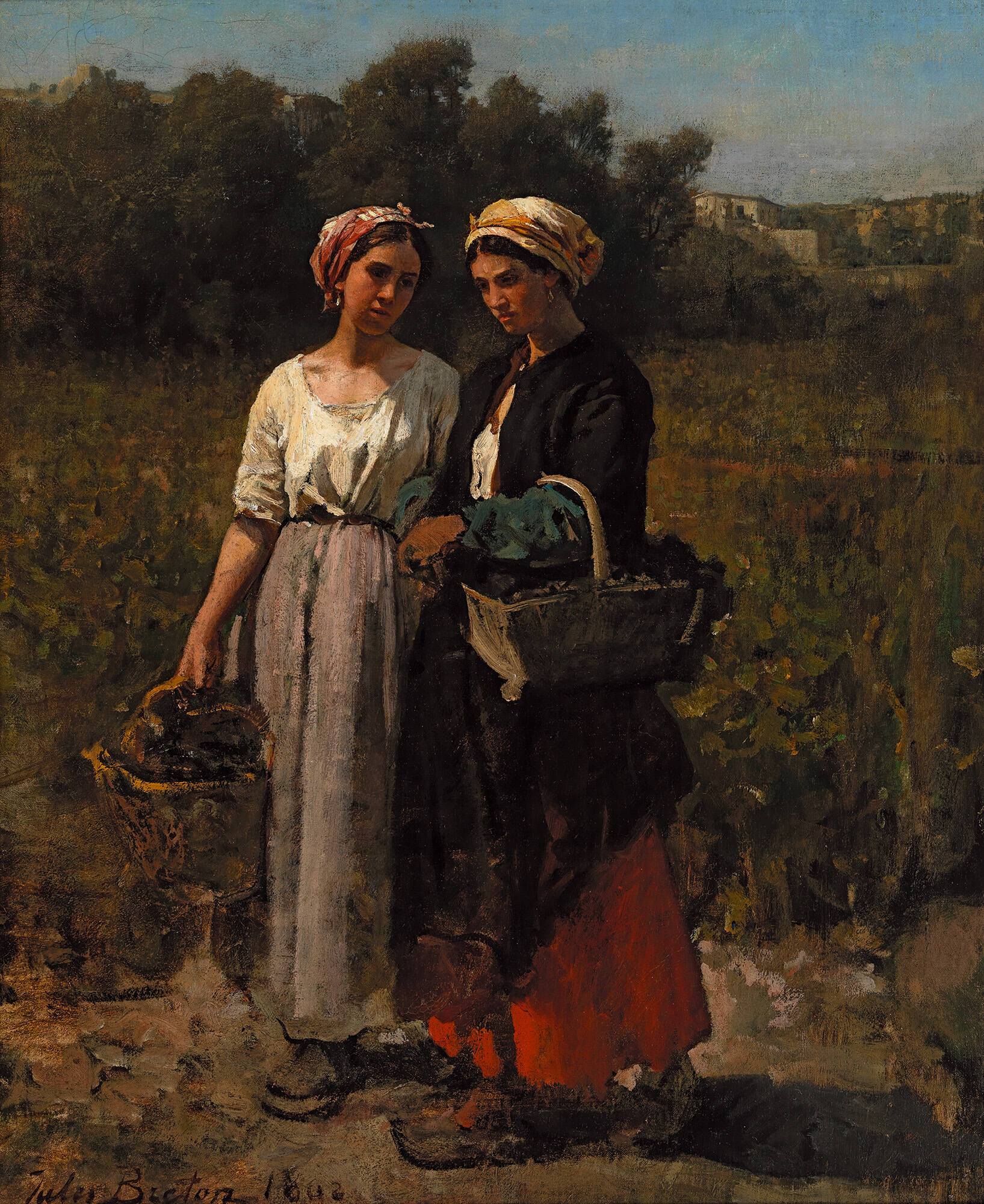 Two Women Picking Grapes