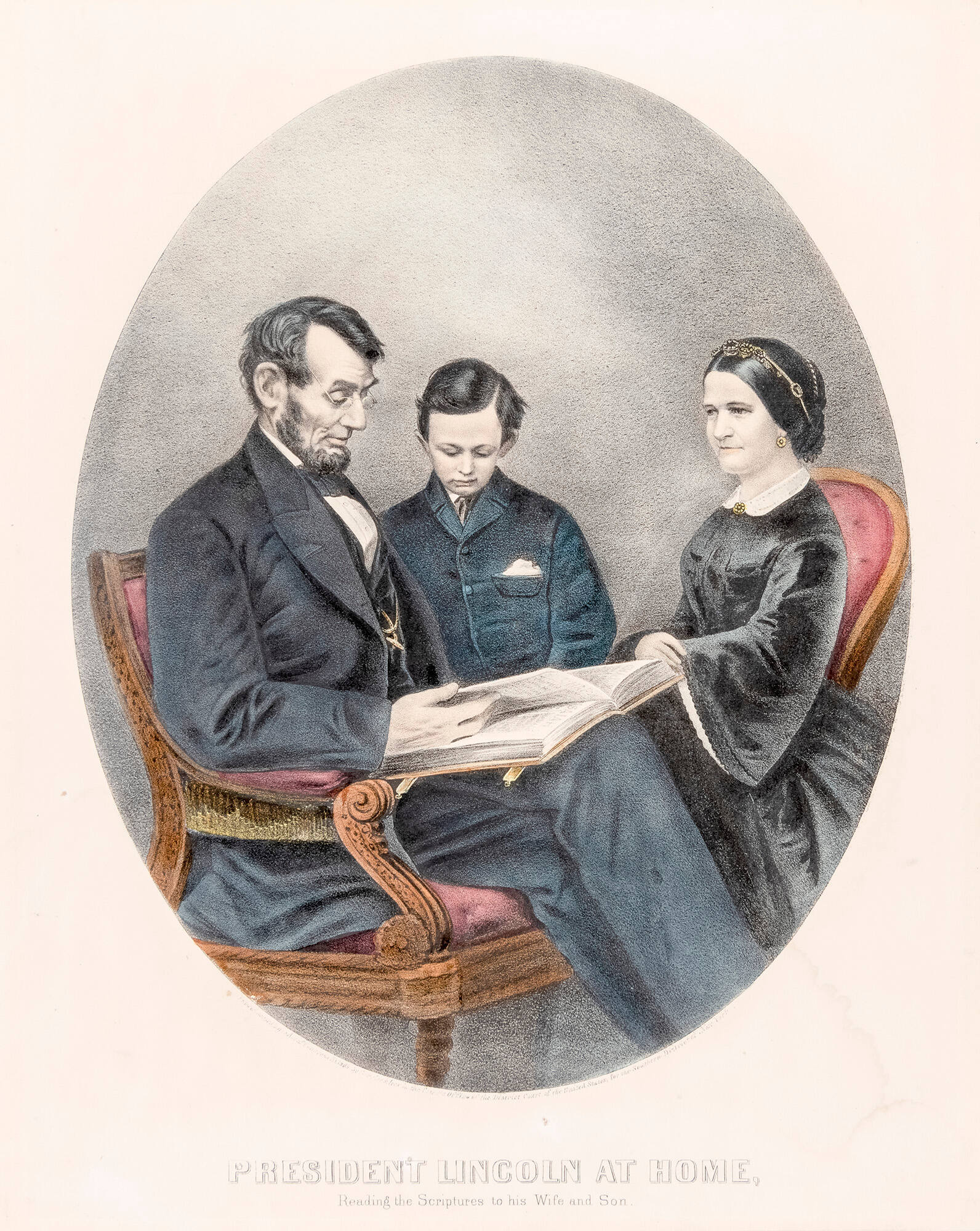 President Lincoln at Home, Reading the Scriptures to his Wife and Son