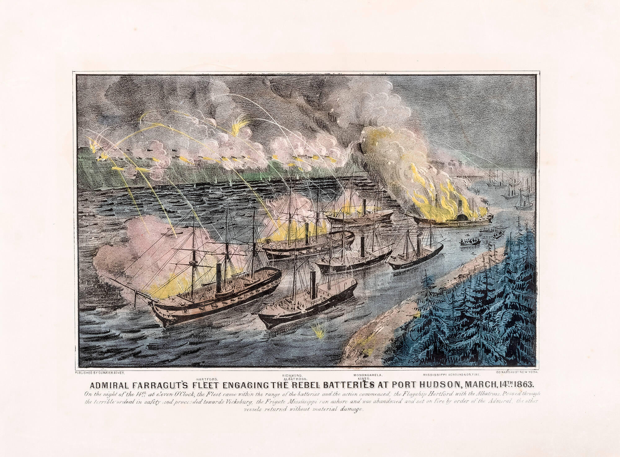 Admiral Farragut's Fleet Engaging the Rebel Batteries at Port Hudson, March, 14th 1863