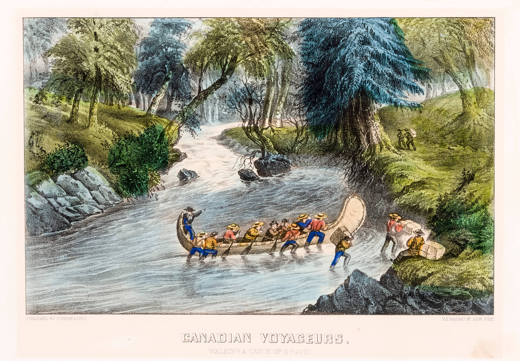 Canadian Voyageur: Walking a Canoe Up a Rapid