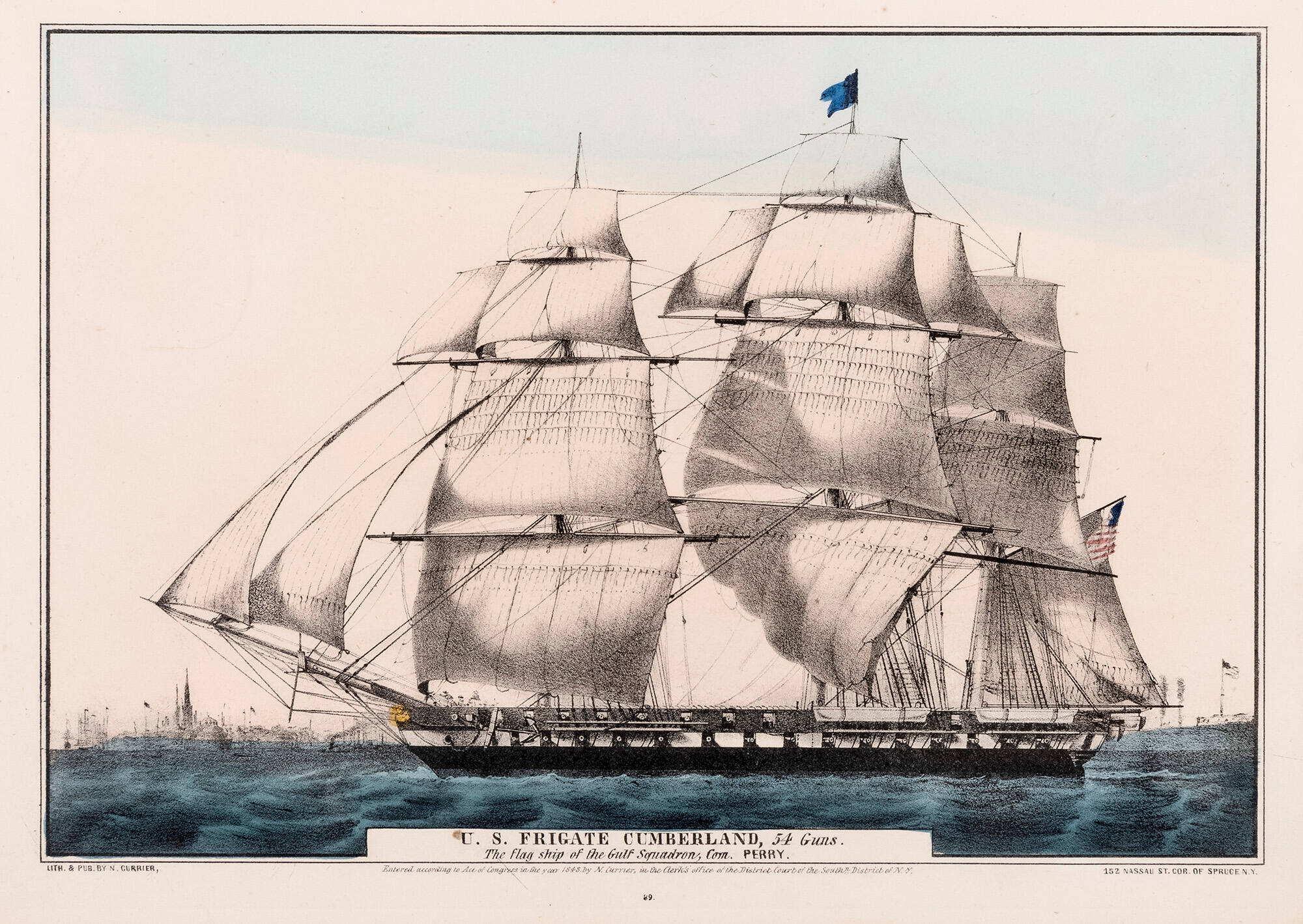 U.S. Frigate Cumberland, 54 Guns: The Flag Ship of the Gulf Squadron, Com. Perry