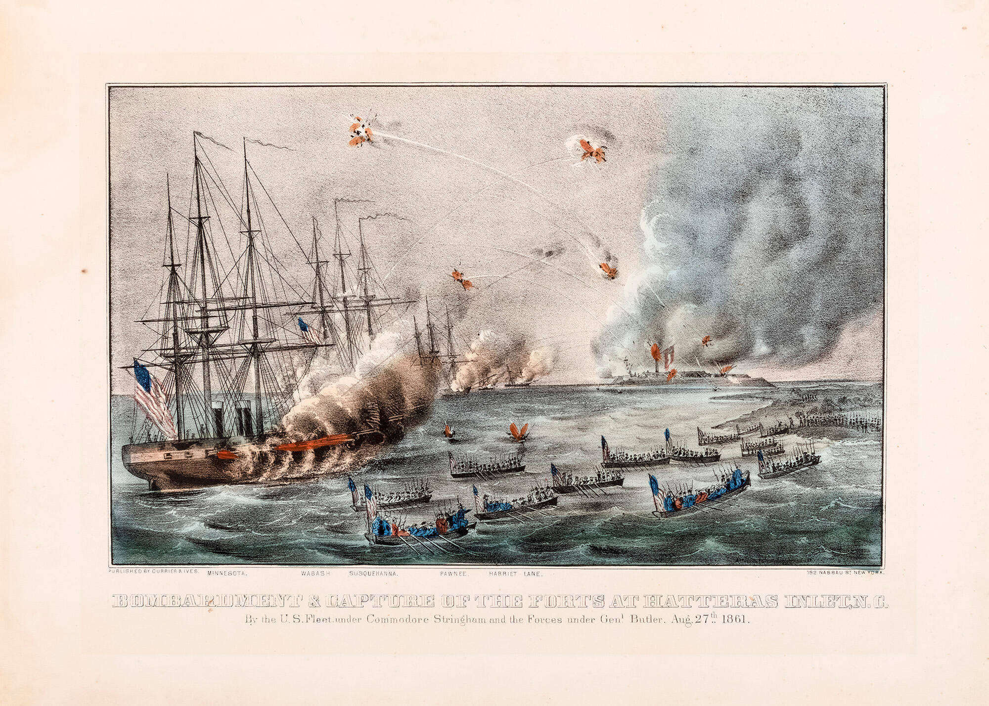Bombardment & Capture of the Forts at Hatteras Inlet, N.C.: By the U.S. Fleet Under Commander Stringham and the Forces Under Genl. Butler, Aug. 27th 1861