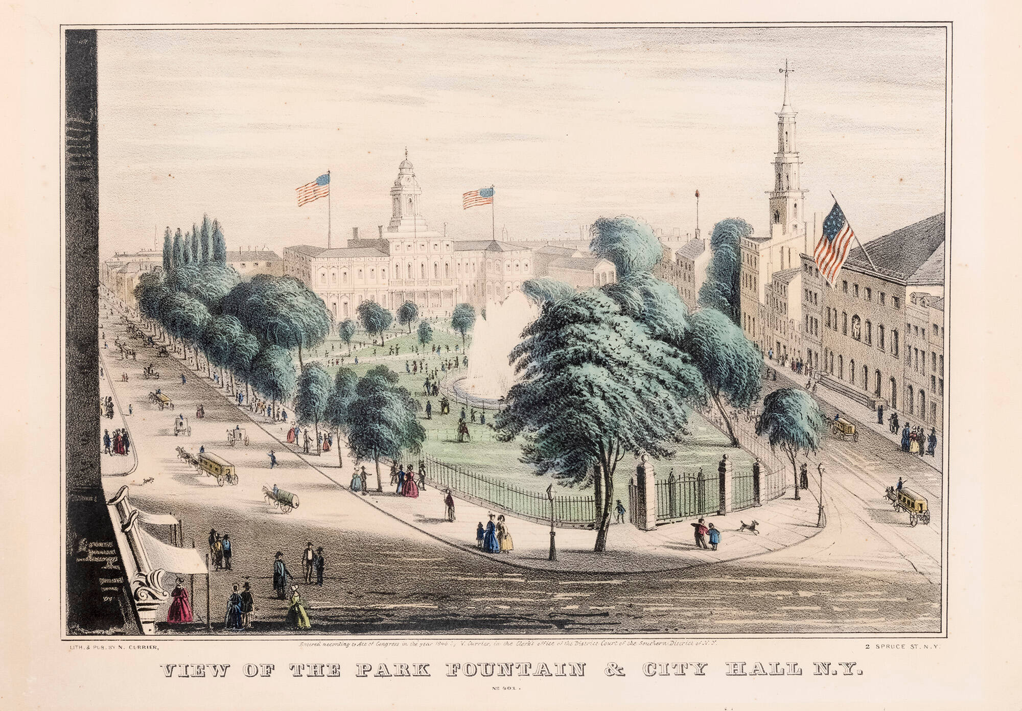View of the Park Fountain & City Hall N.Y.