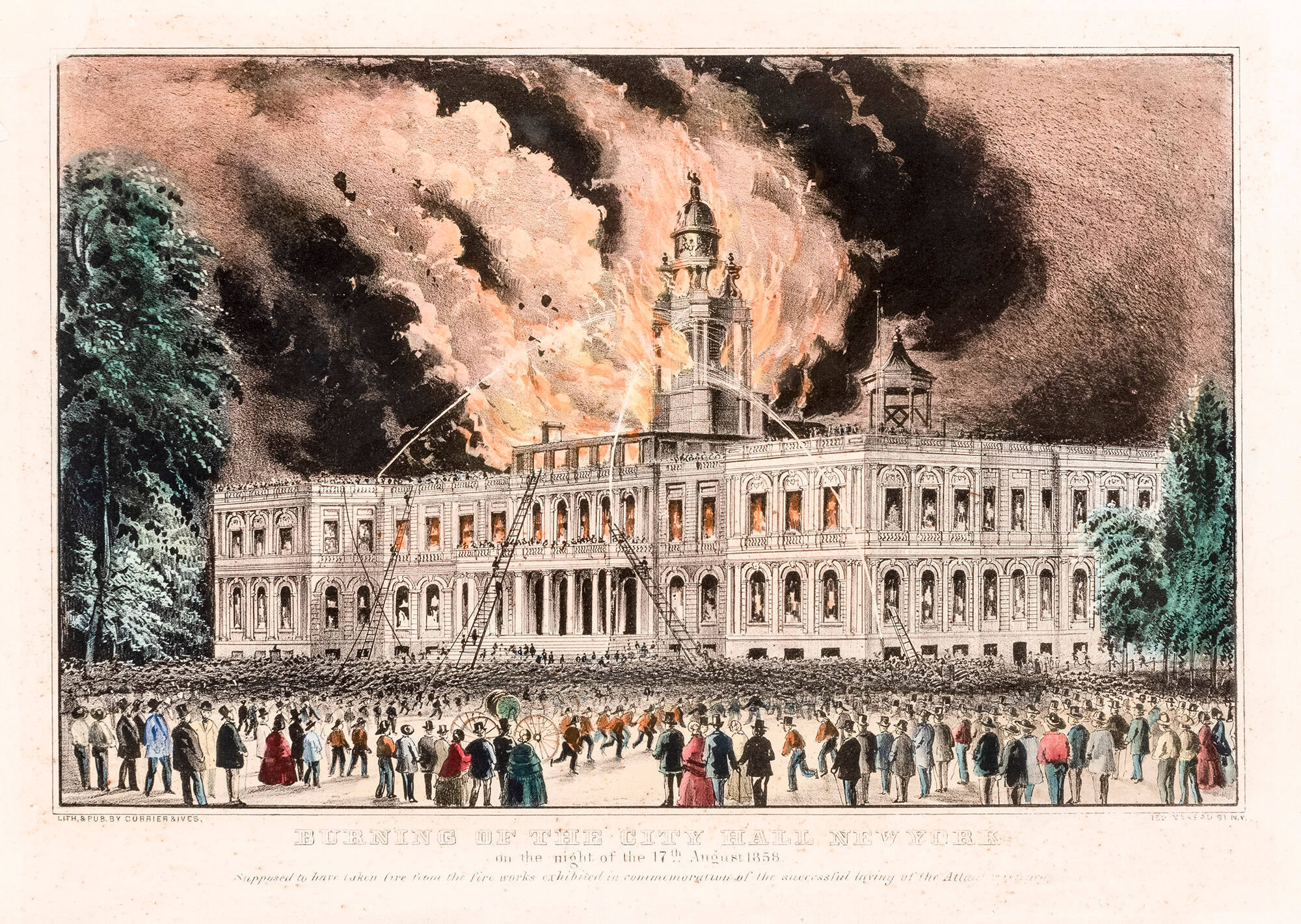 Burning of the City Hall New York: on the night of the 17th August 1858