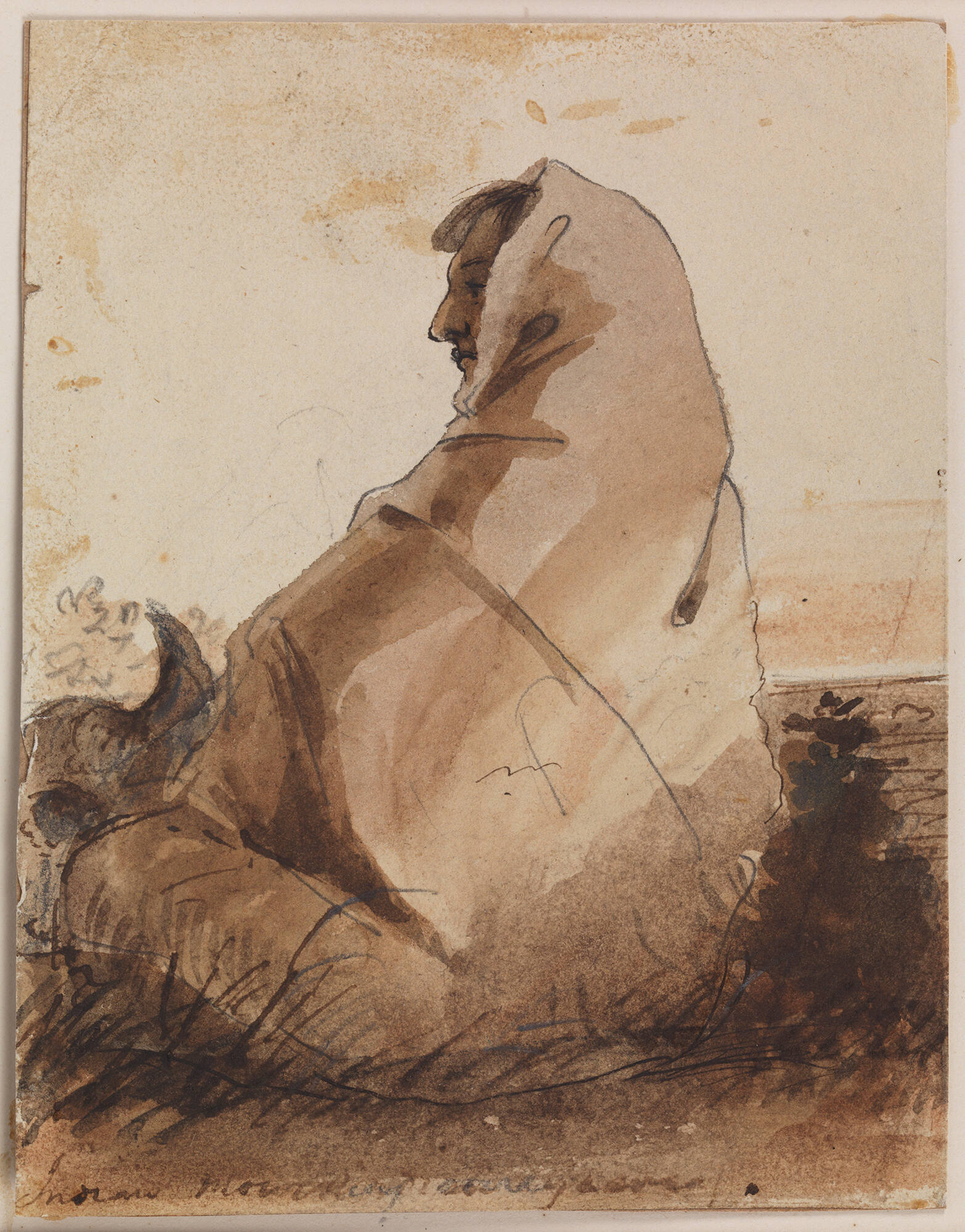 Indian Mourning Over a Grave, Marked by a Buffalo Skull