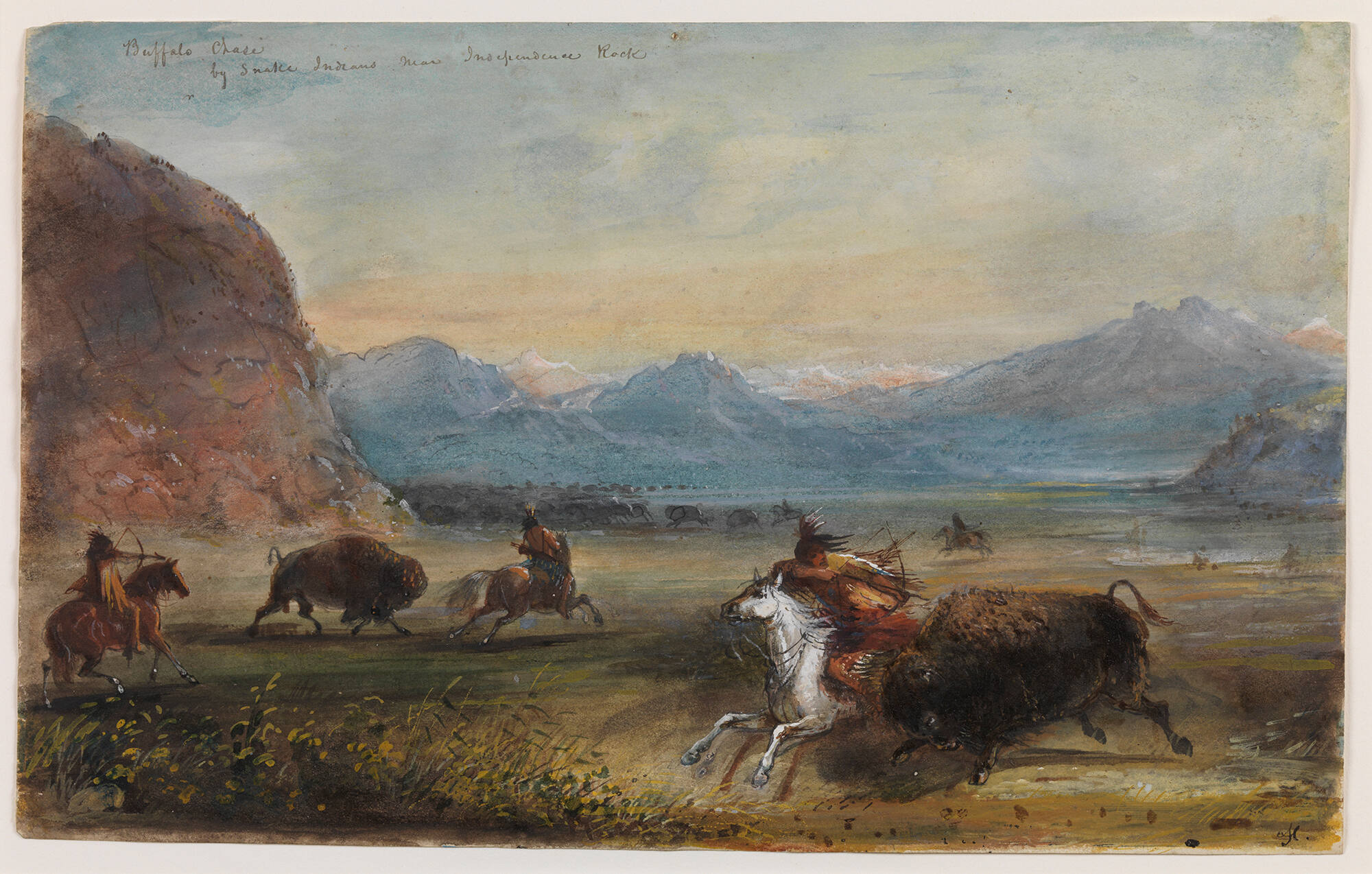 Buffalo Chase by Snake Indians near Independence Rock