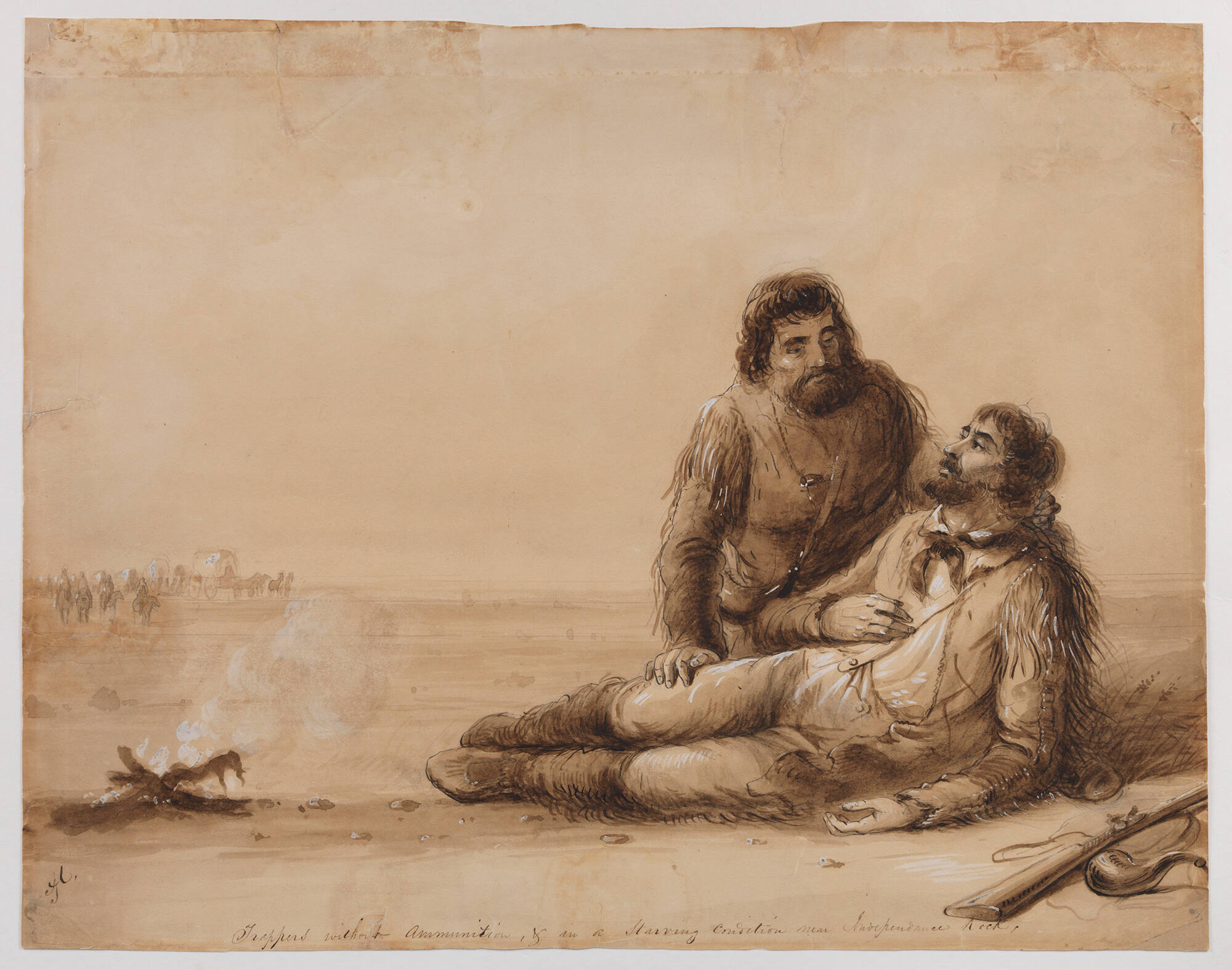 Trappers without Ammunition and in a Starving Condition near Independence Rock
