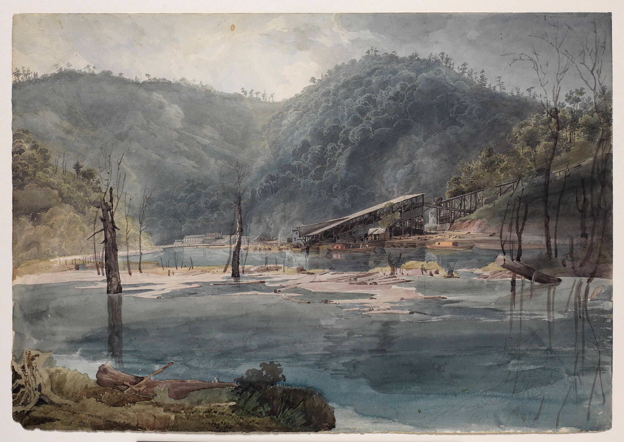 View of Mauch Chunk, Pennsylvania, with Railroad