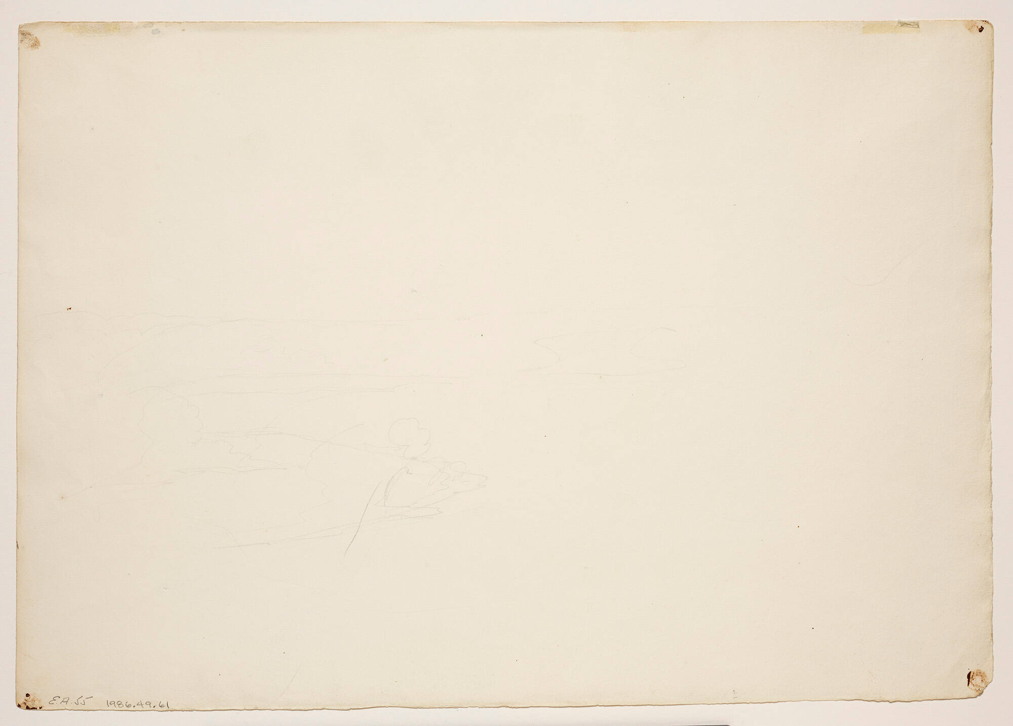 Untitled (very light pencil sketch of landscape and trees)