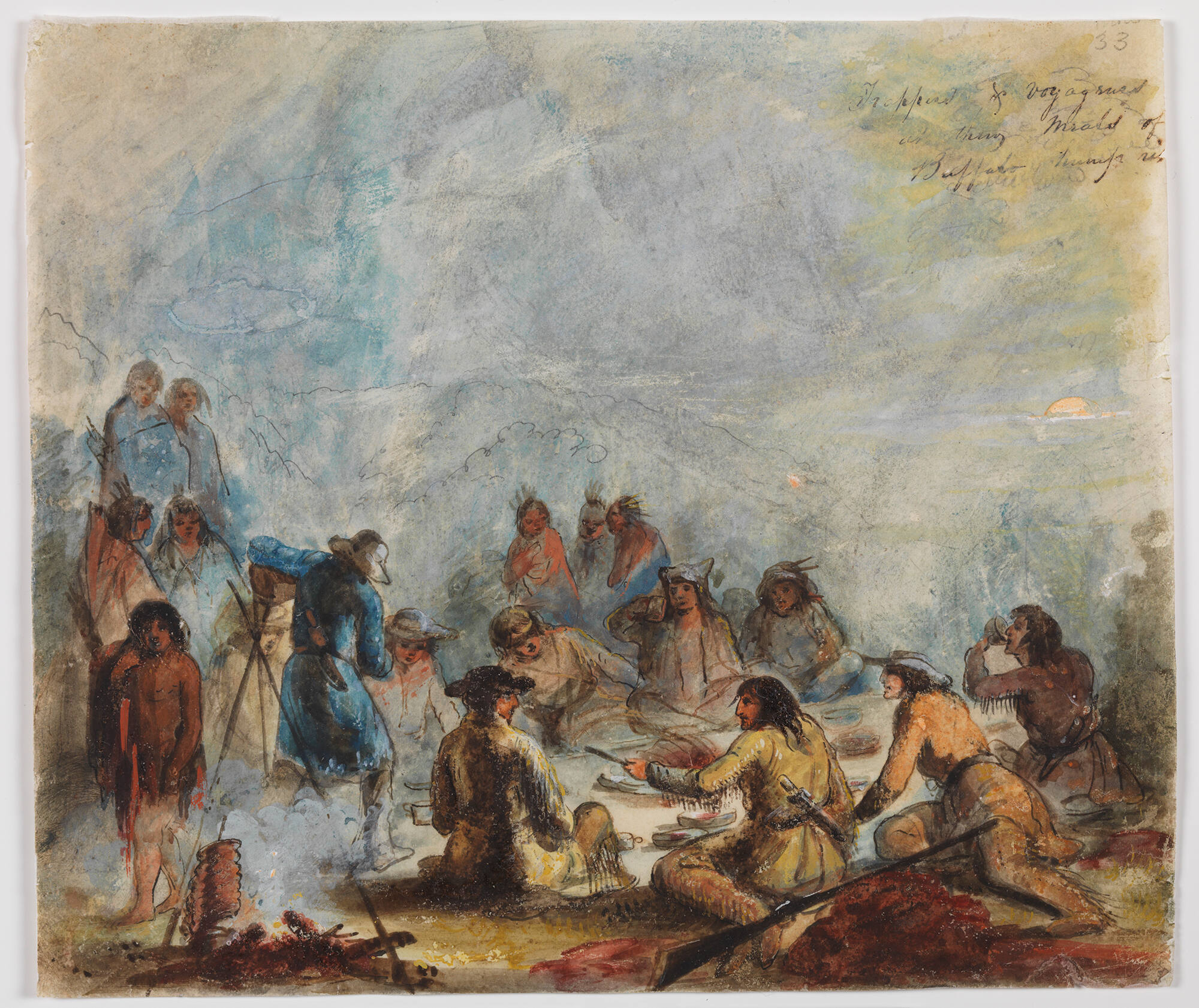 Sunrise, Trappers, and Voyageurs at their Meals of Buffalo Hump Rib