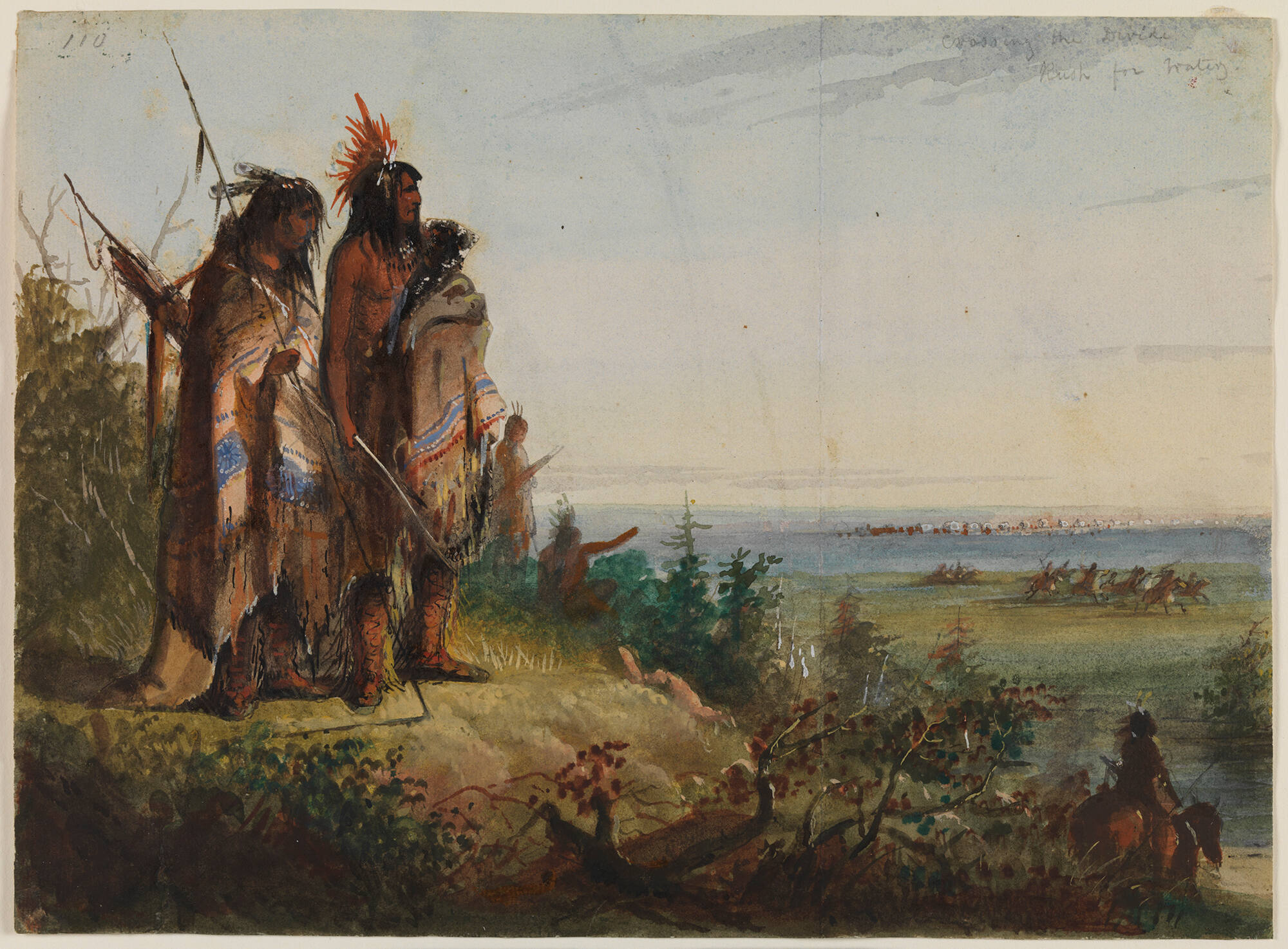 Crossing the Divide, Thirsty Trappers Making a Rush for the River