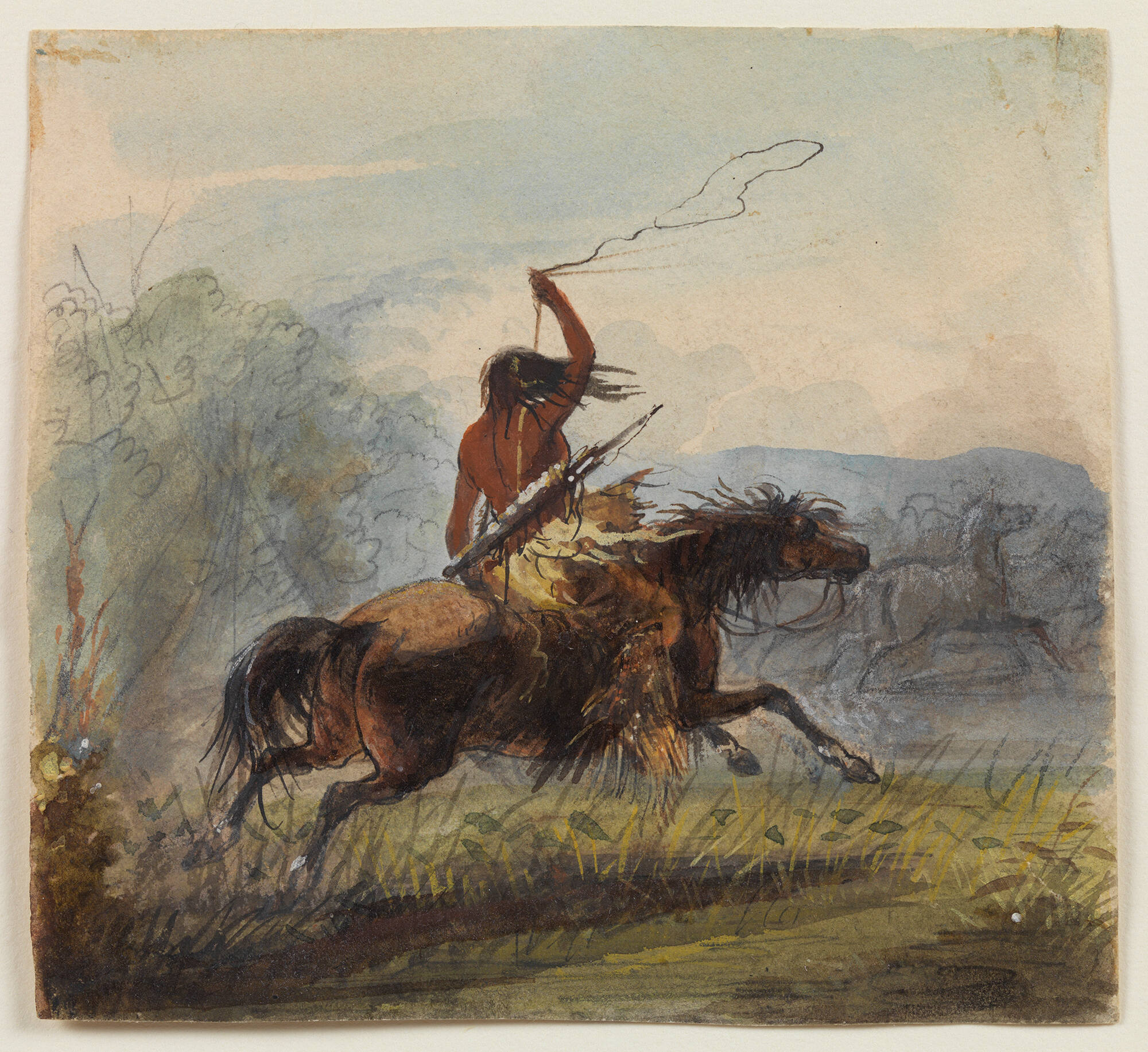 Shoshone Woman Throwing the Lasso