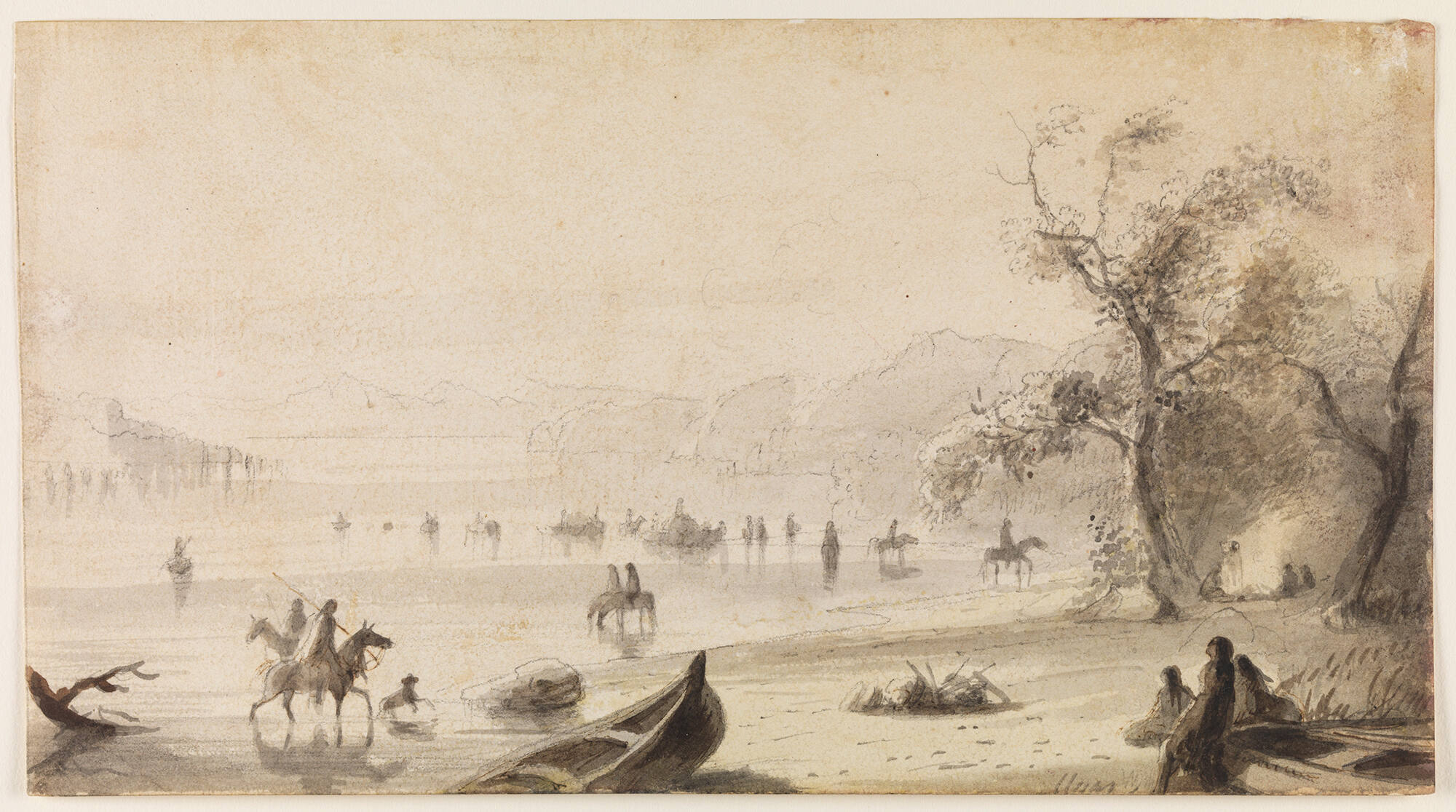 Bull Boating Across the Platte